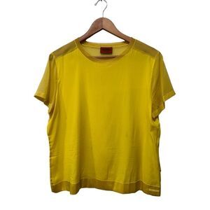 Missoni Short Sleeve Crew Neck Lightweight Sheer Top Yellow Gold Size Medium